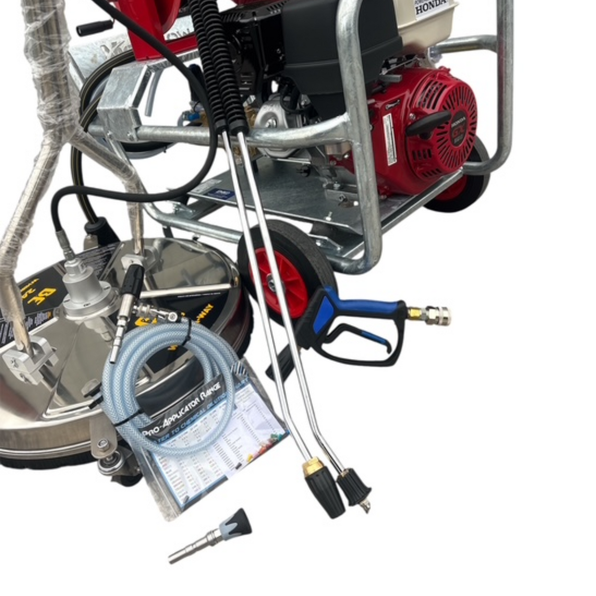 Honda GX390 Galvanized Frame with Reel - Professional Pressure Washer Bundle