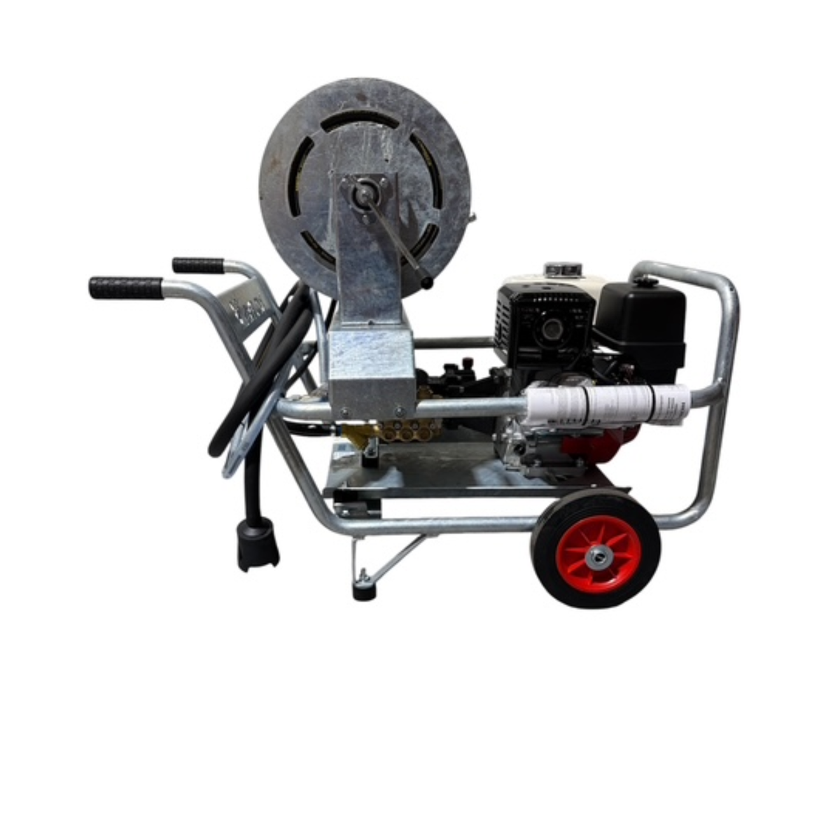 Honda GX390 21Lpm / 3000Psi Petrol Pressure Washer - Fully Galvanized Frame & 40Mtr Reel - Interpump Pump