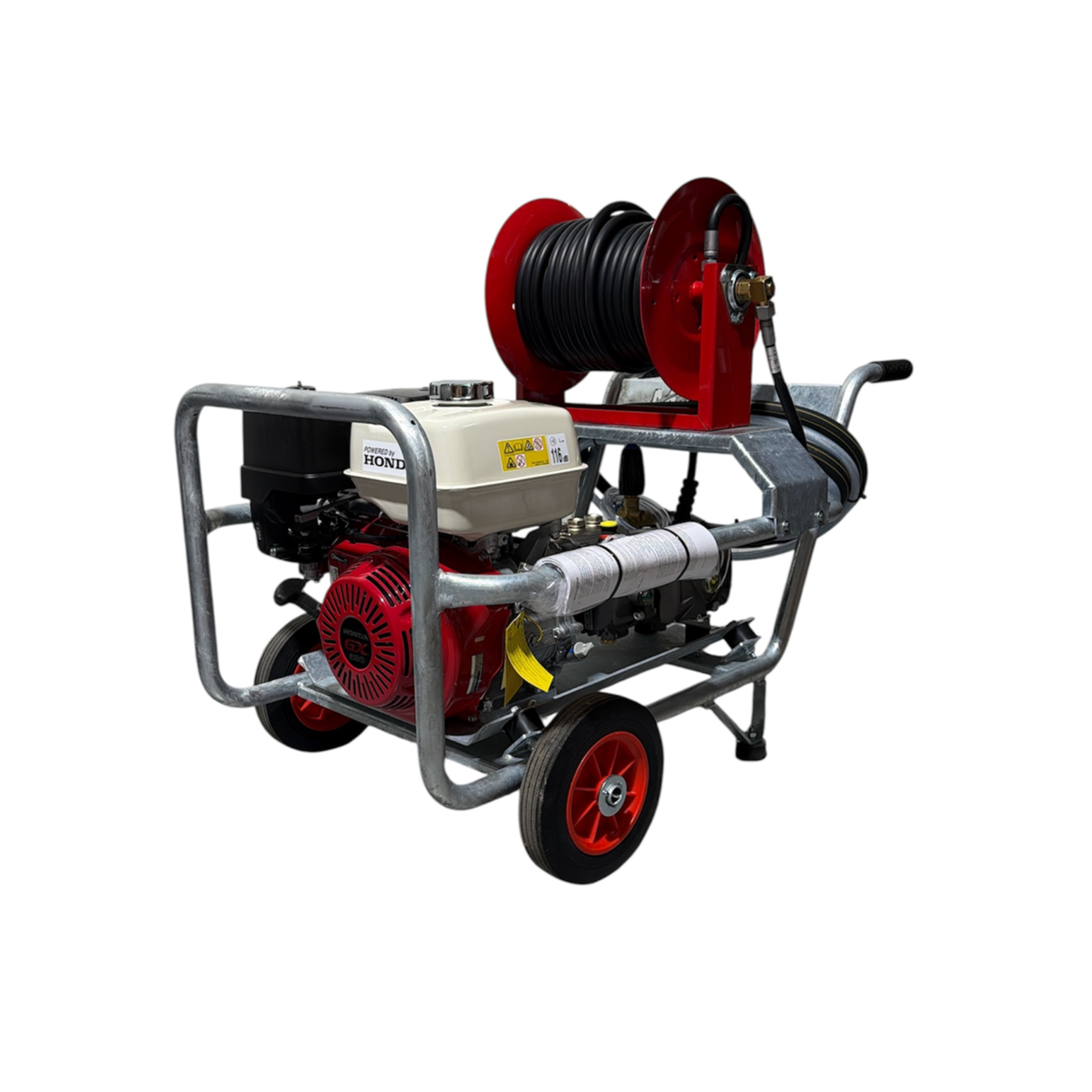 Honda GX390 21Lpm / 3000Psi Petrol Pressure Washer with reel - Galvanized Frame - Interpump