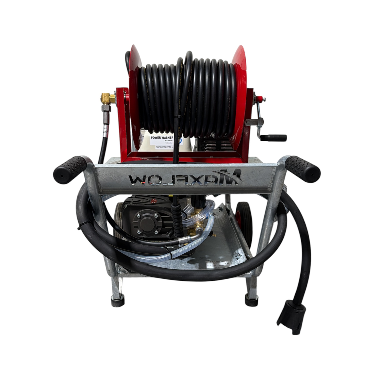 Honda GX390 21Lpm / 3000Psi Petrol Pressure Washer with reel - Galvanized Frame - Interpump