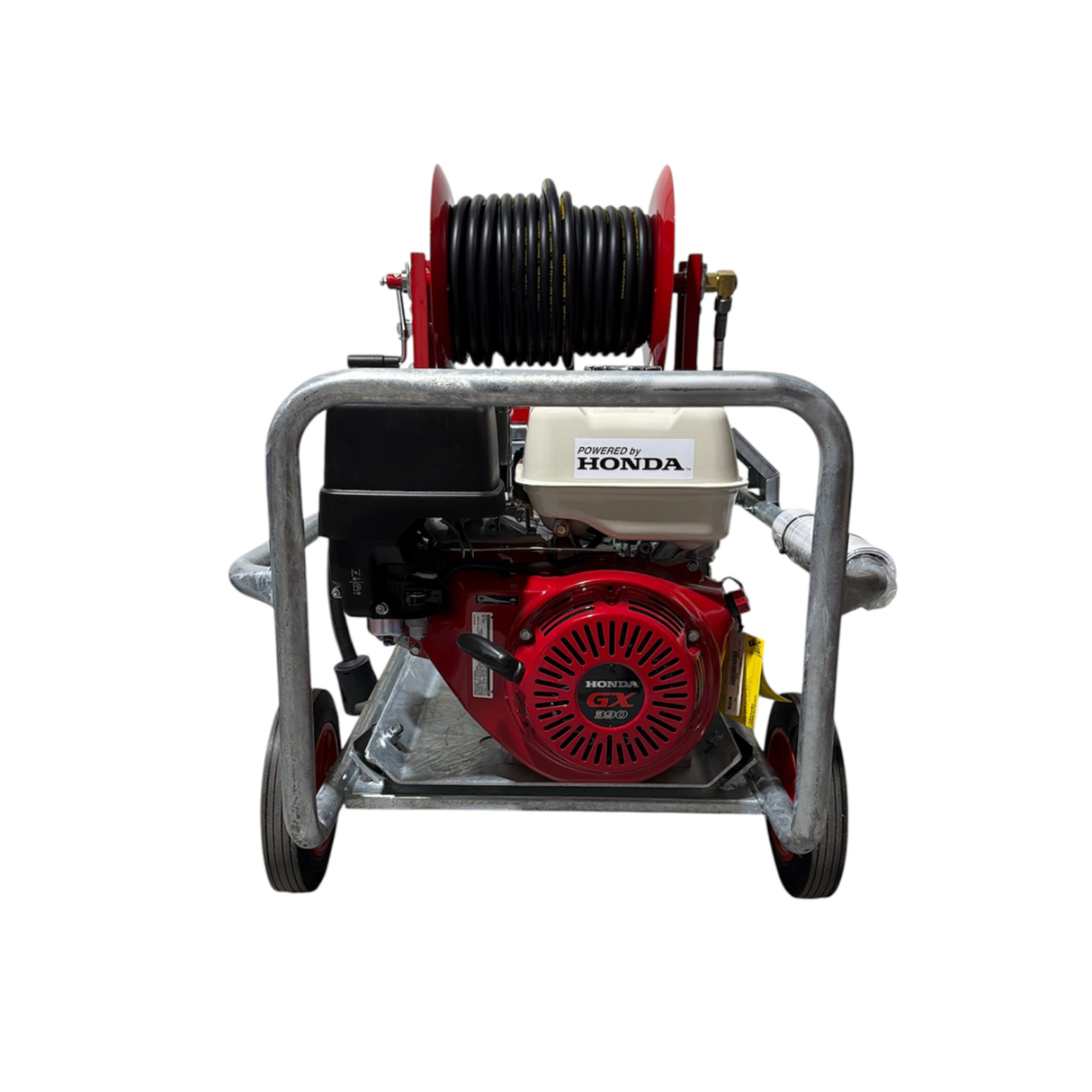 Honda GX390 21Lpm / 3000Psi Petrol Pressure Washer with reel - Galvanized Frame - Interpump