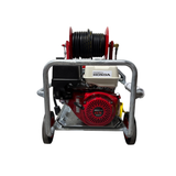 Honda GX390 21Lpm / 3000Psi Petrol Pressure Washer with reel - Galvanized Frame - Interpump