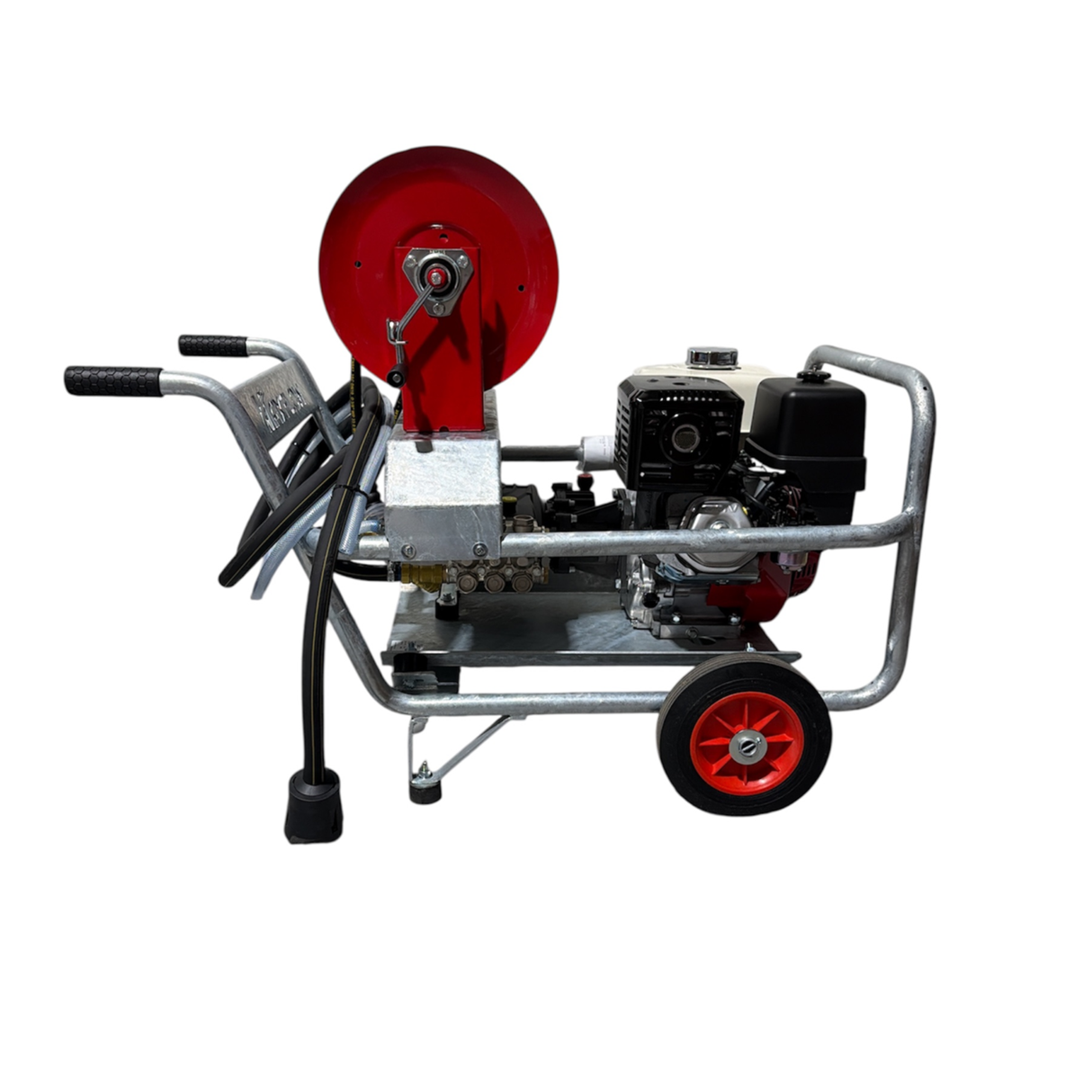 Honda GX390 21Lpm / 3000Psi Petrol Pressure Washer with reel - Galvanized Frame - Interpump