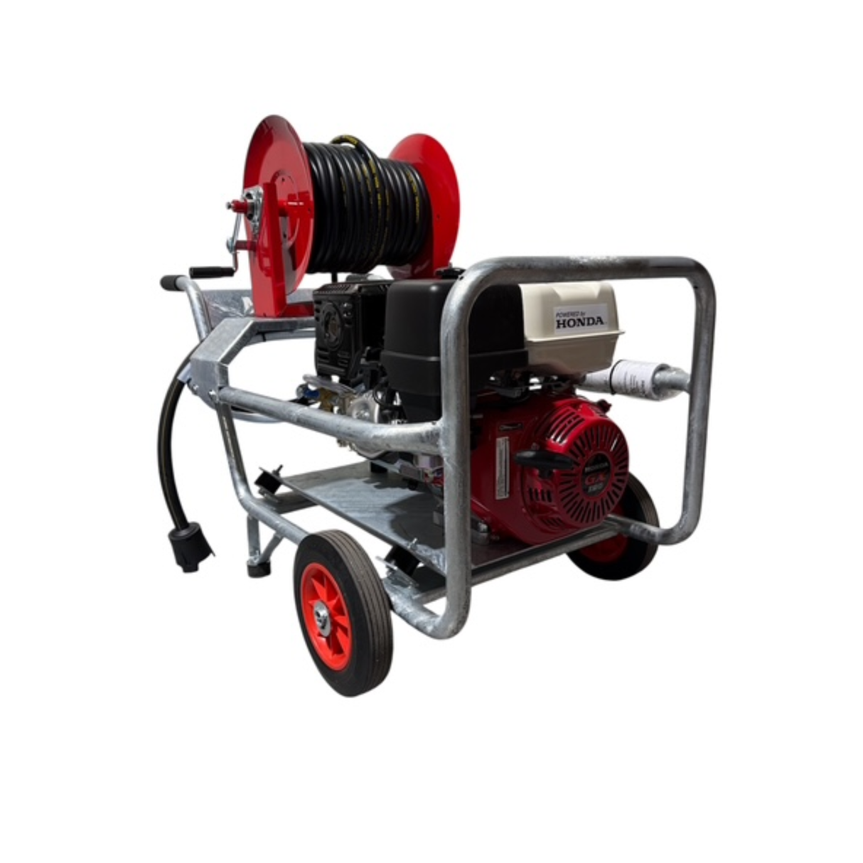 Honda GX390 21Lpm / 3000Psi Petrol Pressure Washer with reel - Galvanized Frame - Interpump