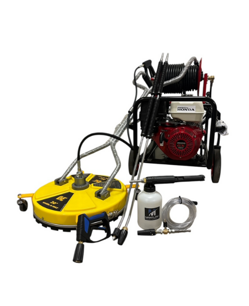 Honda GX390 Pressure Washer with Reel - Surface Cleaning Bundle