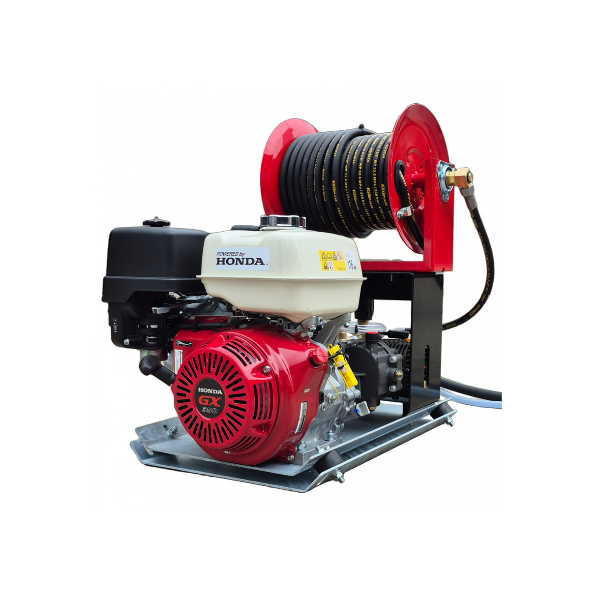 Honda GX390 Electric Start Skid Plate Pressure Washer with Reel